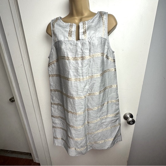 Studio 412 Grayish Metallic Gold Artsy Striped Detail Sleeveless Dress NWOT S - Picture 2 of 16